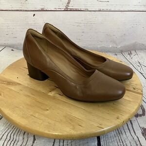 Clarks Unstrctured‎ Shoes Womens Sz 9.5 Brown Cosmo Step pump leather